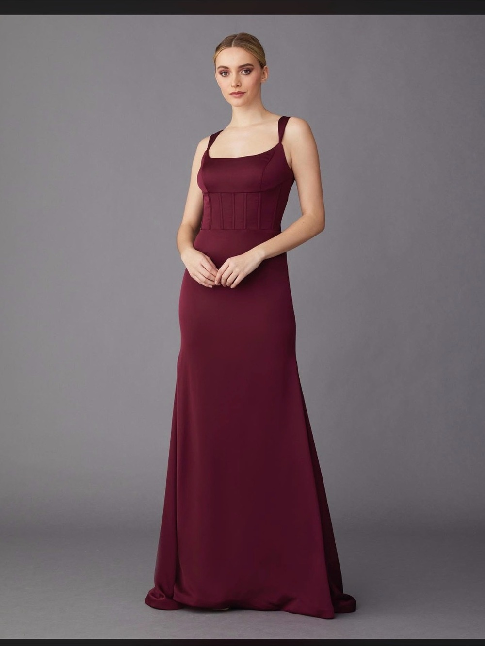 Fitted Burgundy Maxi Dress with Corset Waist
